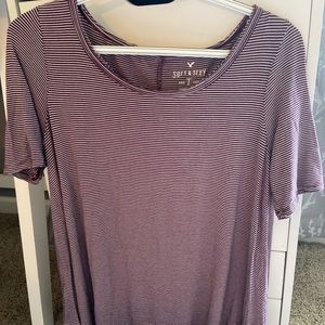 Maroon and gray American Eagle stripped top